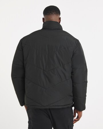 Black Funnel Neck Reversible Puffer Coat