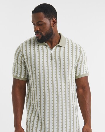 Jack & Jones Premium 1/4 Zip Polo - Sage Multi