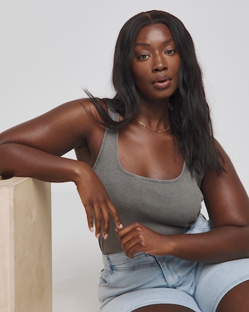 Simply Be Acid Wash Square Neck Ribbed Bodysuit