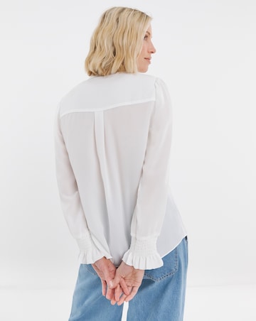 Tux Detail Frill Sleeve Blouse
