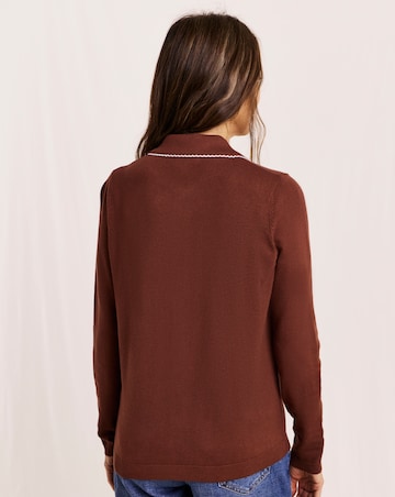 Julipa Scallop Trim Button Down Cardigan