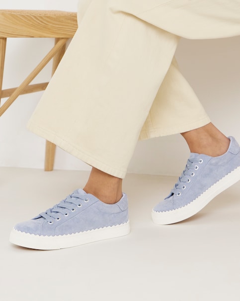 Janey Scalloped Edge Lace Up Trainer - Wide Fit (E)
