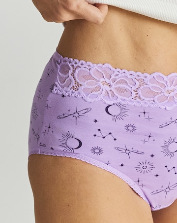 Pretty Secrets (4 Pack) Lace Top Cotton Full Fit Brief Knickers