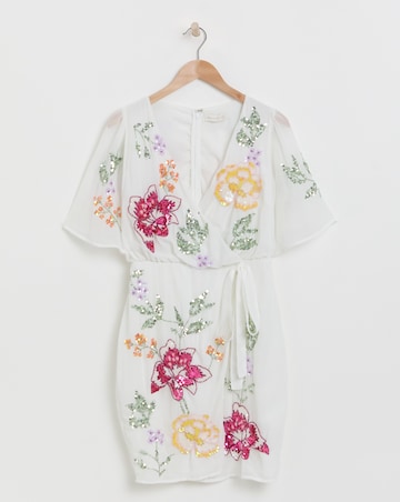 Maya Curve Embellished Floral Wrap Mini Dress