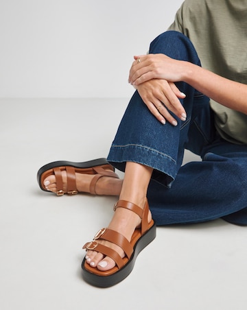 Tokyo Multi Buckle Hardware Detail Sandals - Extra Wide Fit (EEE)