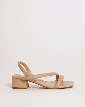 Avery Asymmetric Low Block Heeled Sandals - Wide Fit (E)
