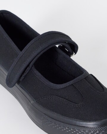 Andrea Mary Jane Canvas Plimsols - Wide Fit (E)