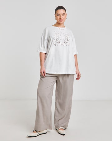 Simply Be White Cut Work Oversized T-Shirt