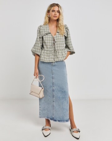 Simply Be Gingham Tie Front Collared Blouse