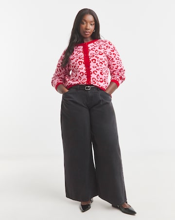 Simply Be Crew Neck Leopard Print Cardigan