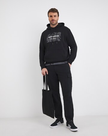 Jack & Jones Graphic Logo Hoodie - Black