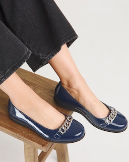Heavenly Soles Marilyn Chain Trim Ballerina - Extra Wide Fit (EEE)