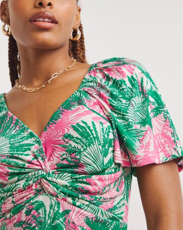 Simply Be Tropical Floral Print Twist Front Skater Dress