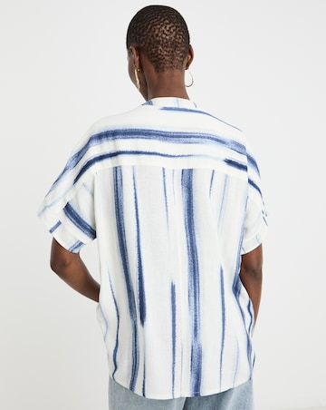 Printed Linen Mix Tunic Top