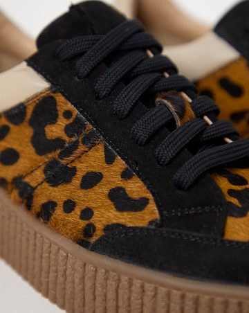 Beth Leather Chunky Lace Up Trainer - Wide Fit (E)