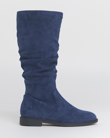 Pebble Knee High Ruched Boots - Wide Fit (E) & Super Curvy Calf