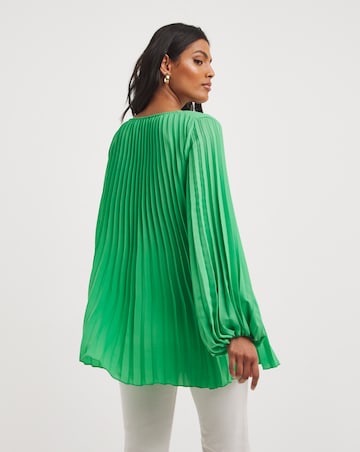 Joanna Hope Pleated Keyhole Blouse