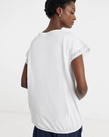 Bubble Hem Lace Trim Top