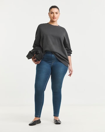 Amber Mid Blue Pull On Skinny Jeggings