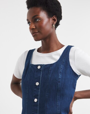 Indigo Denim Button Front Apron Dress
