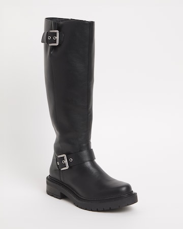 Eden Buckle Detail Knee High Boots Wide E Fit Curvy Calf