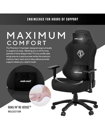 AndaSeat Phantom 3 Premium Gaming Chair - Black Fabric