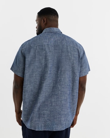 Jack & Jones Premium Summer Linen Blend Shield Shirt - Denim Blue