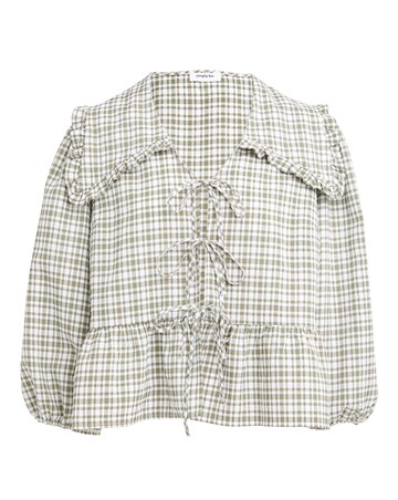Simply Be Gingham Tie Front Collared Blouse