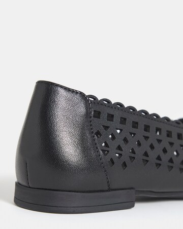 Elwood Lasercut Detail Leather Peep Toe Shoes - Wide Fit (E)