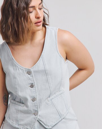 Simply Be Bleach Wash Button Down Denim Waistcoat