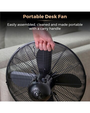 Tower 12 Black & Rose Gold Cavaletto Metal Desk Fan