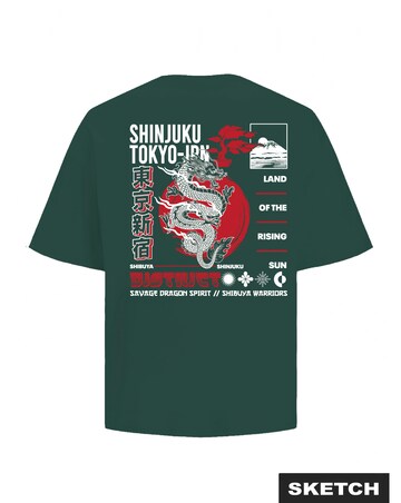 Jack & Jones Dragon Back Graphic T-Shirt - Green