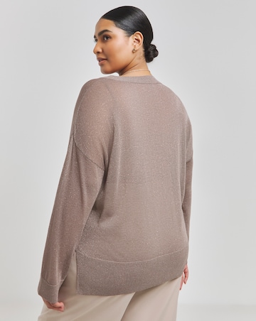 Brown Sheer Glitter Knit Jumper