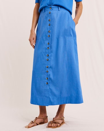 Julipa Button Down Linen Midi Skirt
