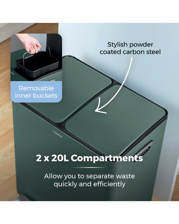 Tower 40L Recycling Pedal Bin Green