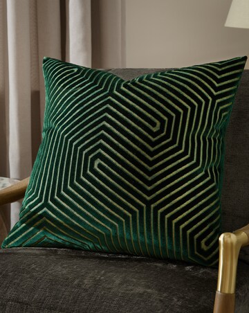 Paoletti Evoke Cut Velvet Large Cushion Cover - Emerald