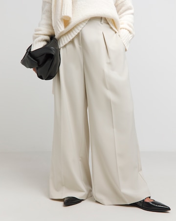 Stone Wide Leg Tailored Trouser