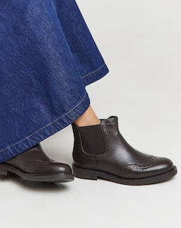 Samanatha Leather Chelsea Boot With Brogue Detailing - Extra Wide Fit (EEE)