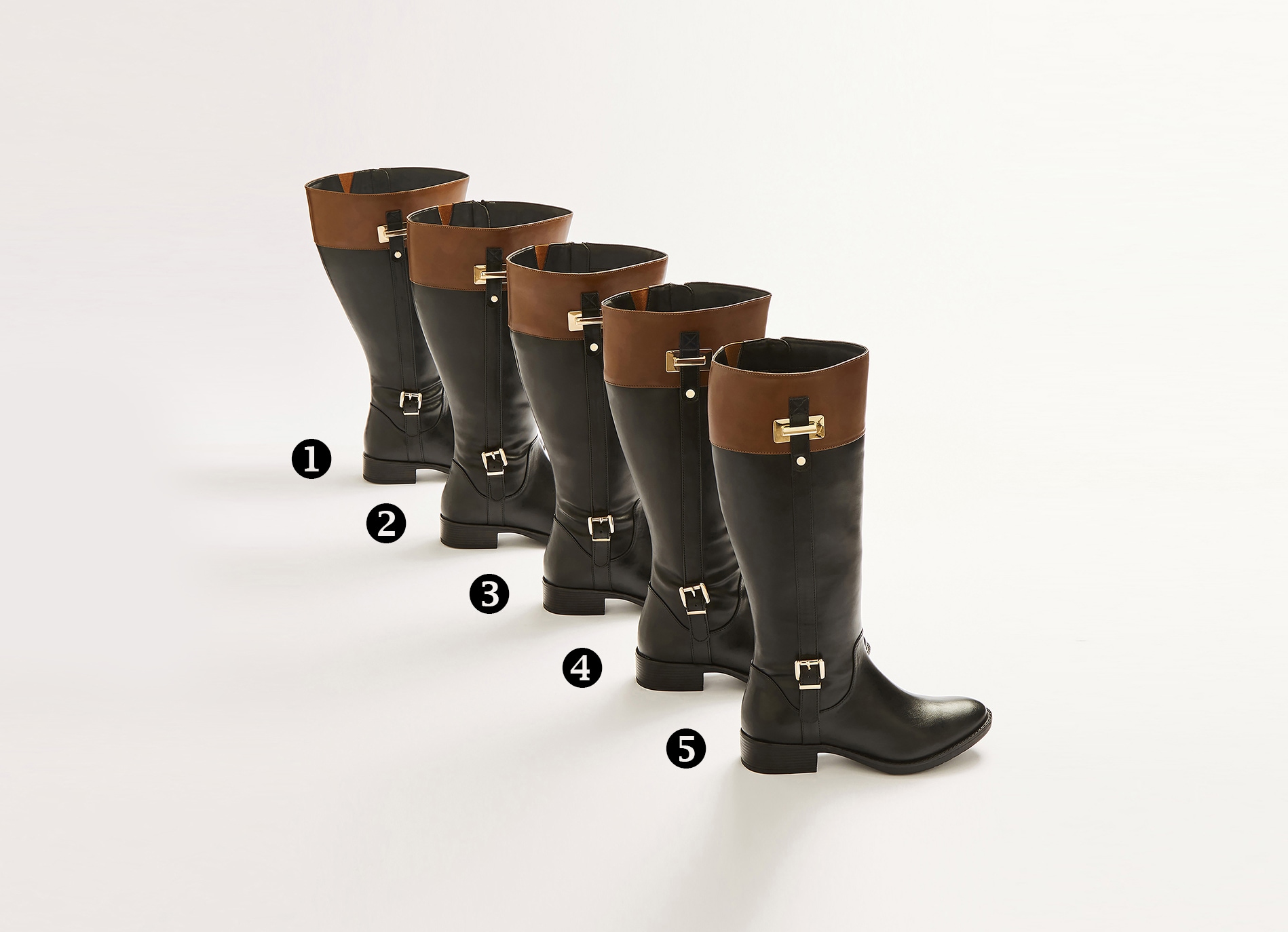 Same boot with 5 different calf fits