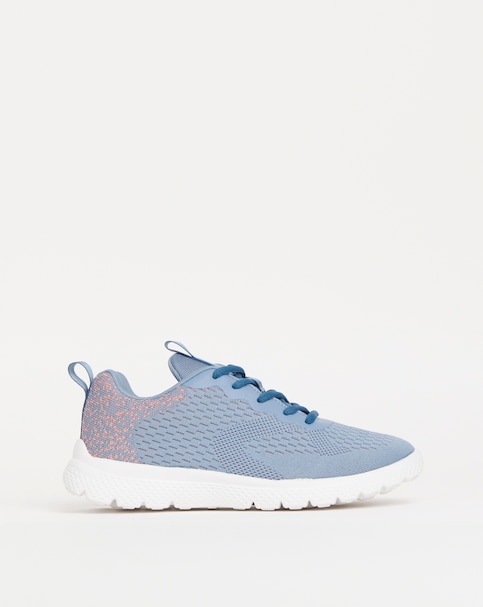 Cushion Walk Light Blue Lace Up Trainers -Wide Fit (E)