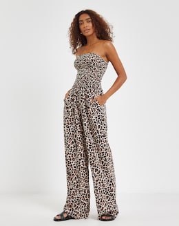 Shirred Bandeau Beach Jumpsuit