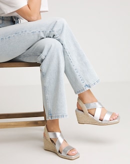 Simply Be Kelly Elastic Strap Wedge Espadrille Sandals - Wide Fit (E)