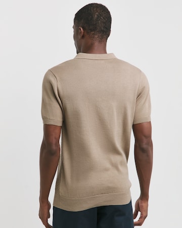 Stone Short Sleeve Textured Revere Knit Polo