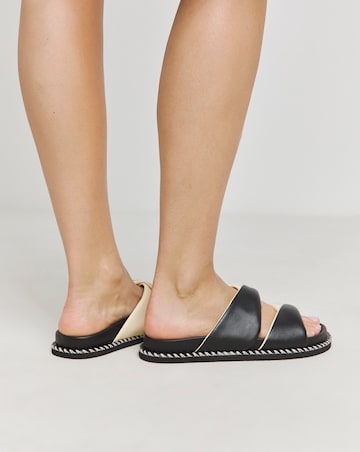 Simply Be Mica Soft Twist Leather Footbed Sandals - Wide Fit (E)