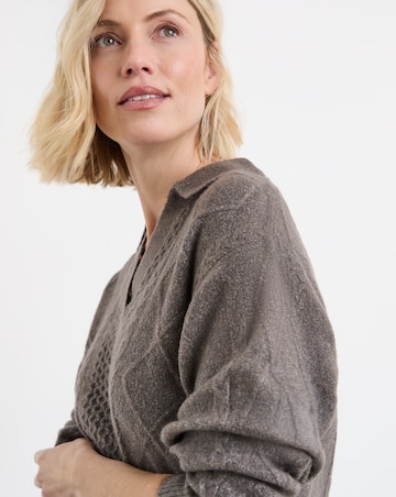 Grey Marl Longline Cable Jumper