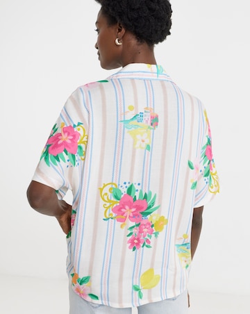 Linen Mix Tie Front Shirt