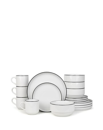 Waterside Monochrome Stackable 16 Piece Dinner Set