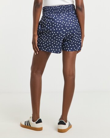 Simply Be Navy Spot Textured Jersey Shirred Waist Short