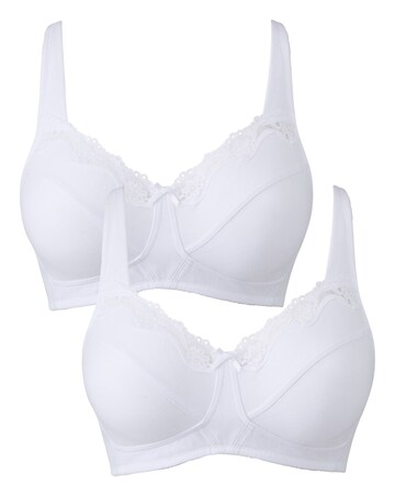 Naturally Close 2Pack Sarah Non Wired Cotton Rich White Bras