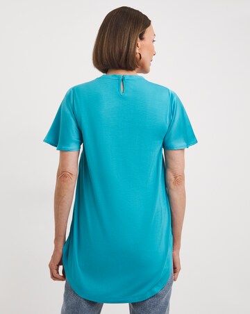 Blue Jersey Back Satin Top